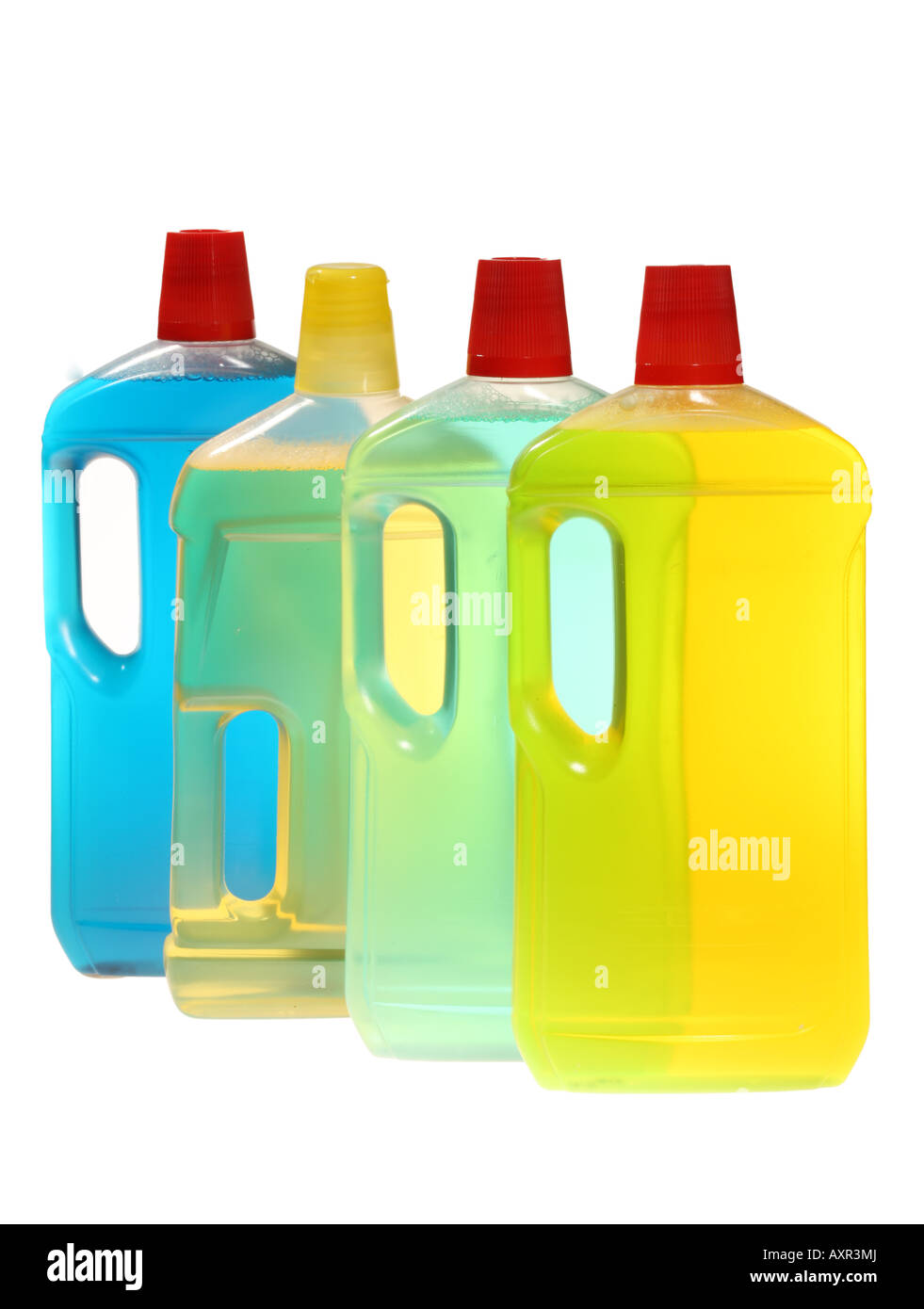 Plastic bottles with liquid cleaning agents Stock Photo Alamy