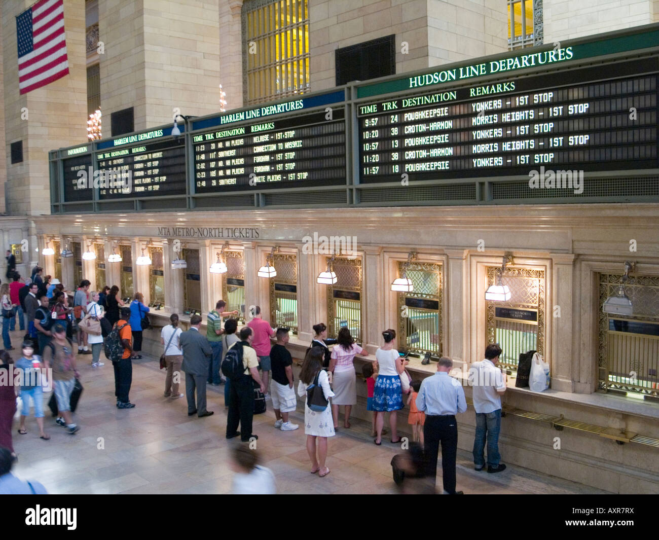 The ticket counter for the Hudson Line, inside Grand Central Station in New York City USA Stock Photo