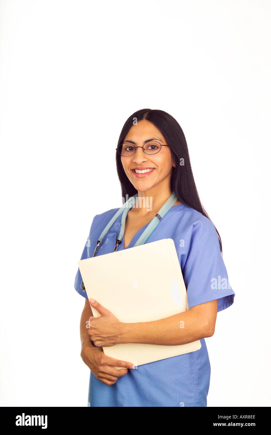 Woman in blue medical scrubs hi-res stock photography and images - Alamy