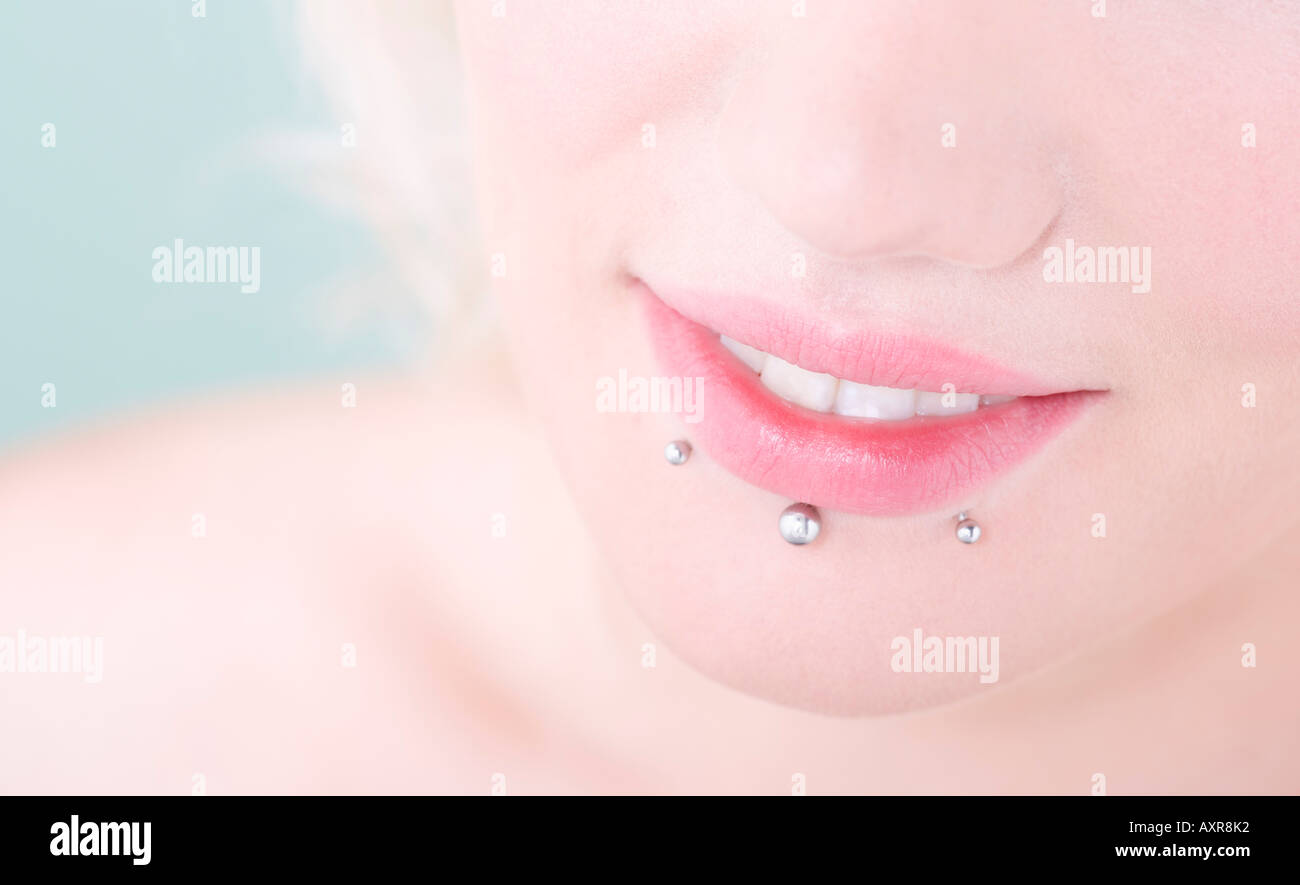 Close up woman pierced lips hi-res stock photography and images - Alamy