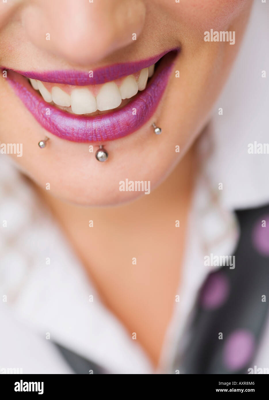 Woman with pierced lip Stock Photo