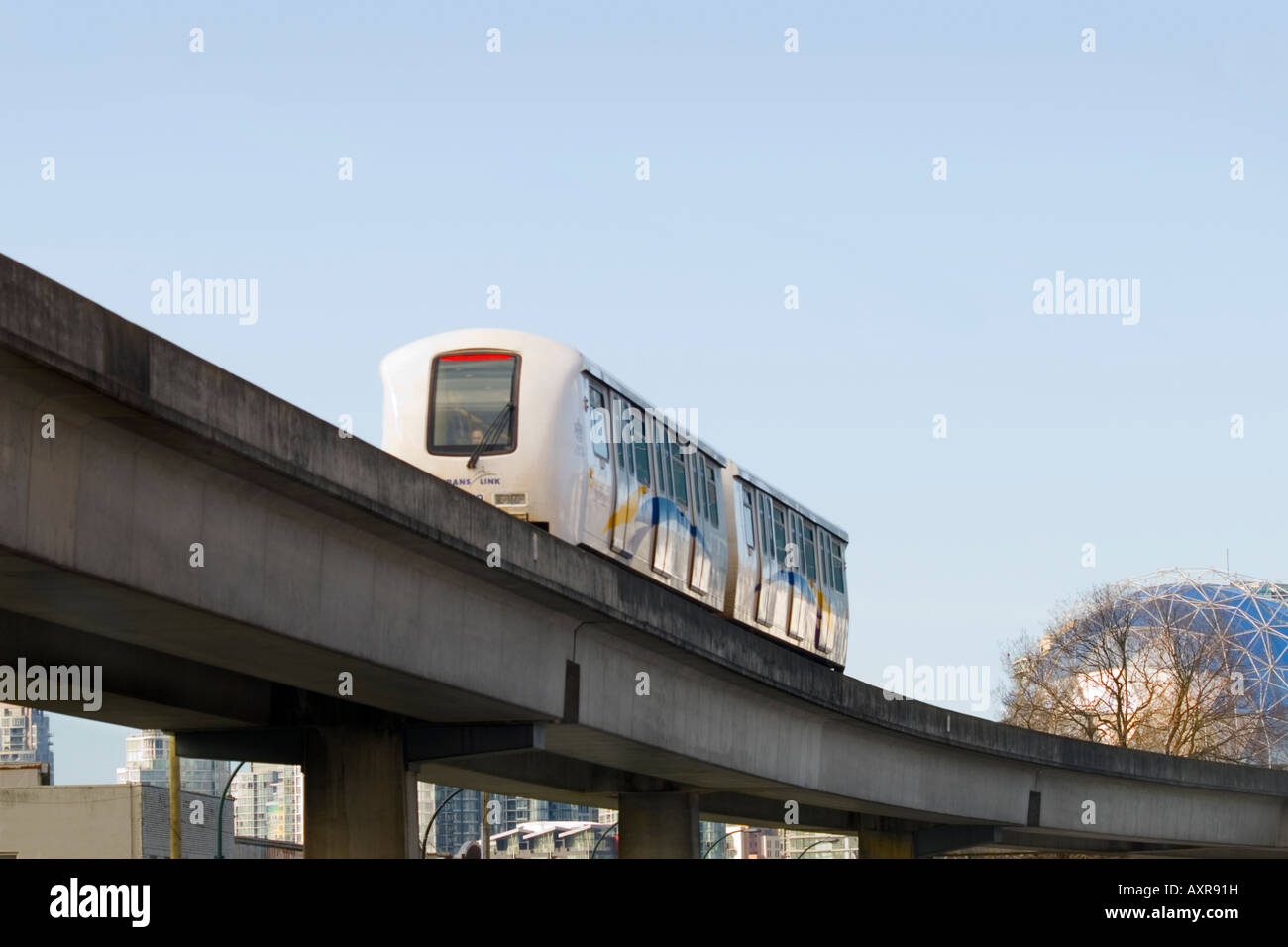 SkyTrain in downtown Vancouver British Columbia Canada Stock Photo