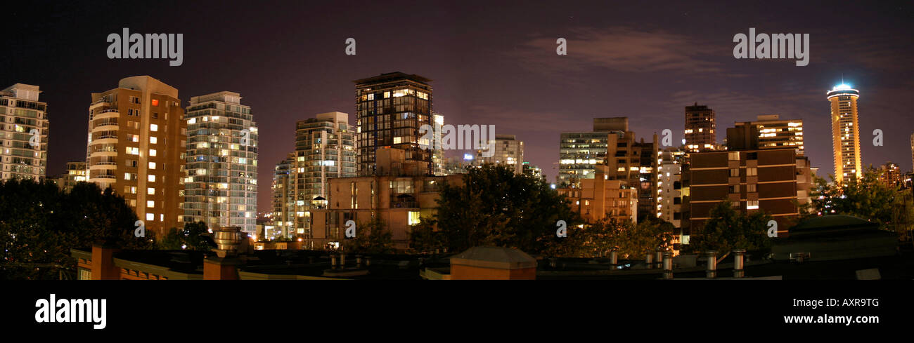 Vancouver skyline at night Stock Photo