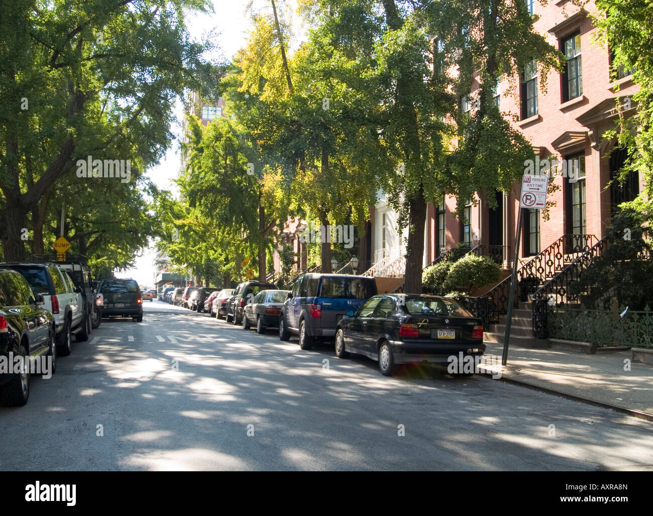 A quiet residential street in the Greenwich Village area of New York