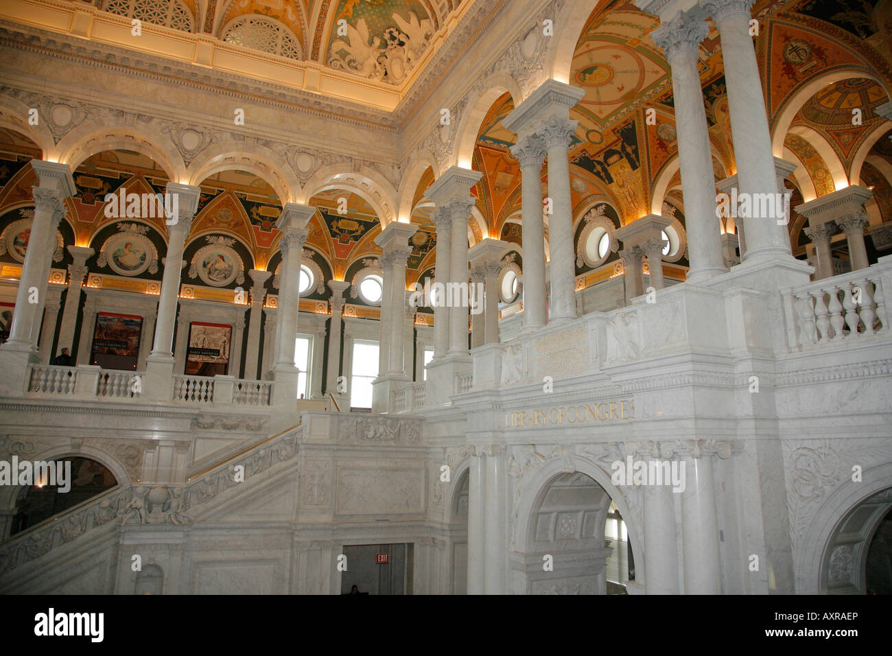 Library Of Congress Interior Low Angle View Thomas Jefferson Building Washington Dc Usa