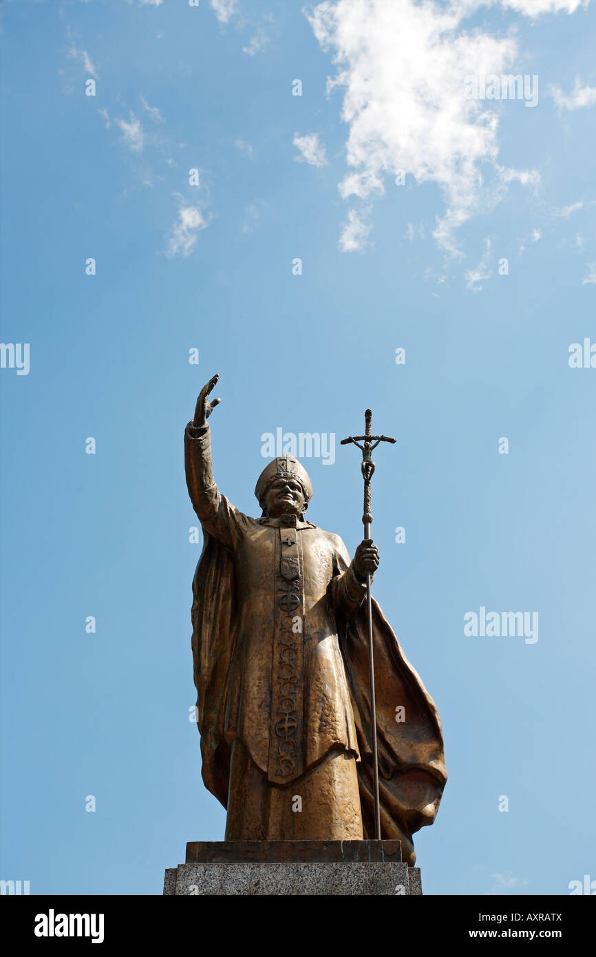 Statue of Pope John Paul II in Mrągowo, northeastern Poland Stock Photo