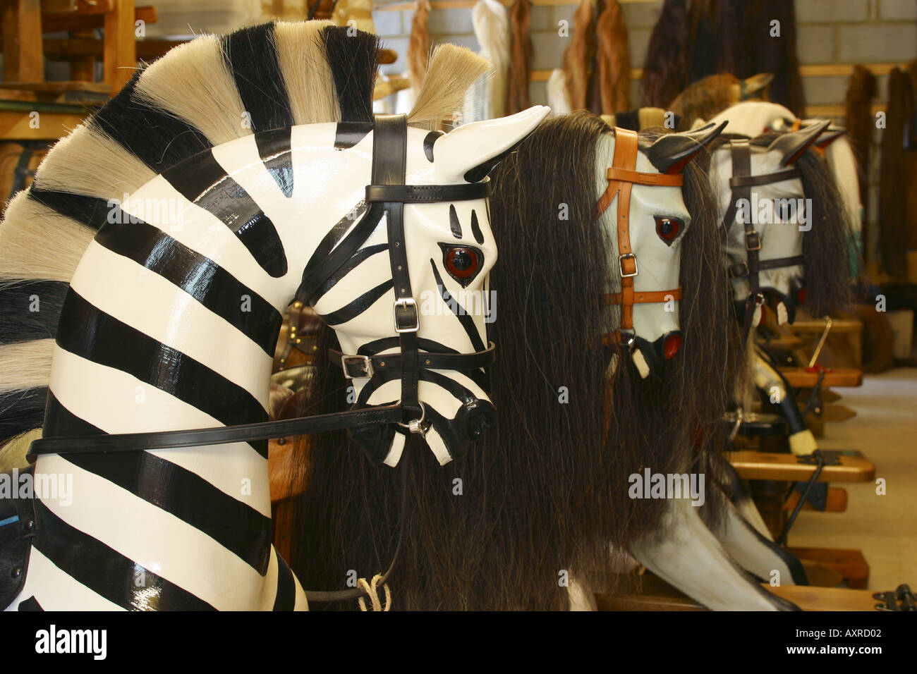 wooden zebra rocking horse