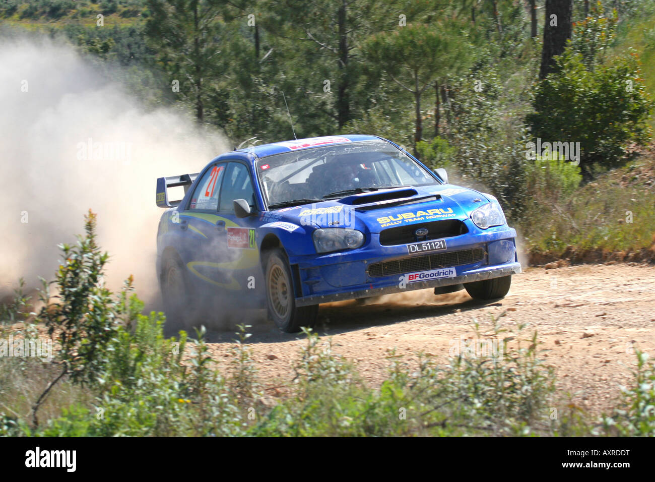 subaru world rally car competing on the Portugal Rally 2007 Stock Photo Alamy