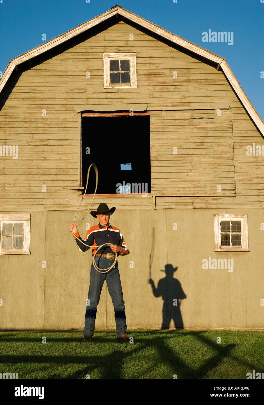 Rancher with a lasso Stock Photo