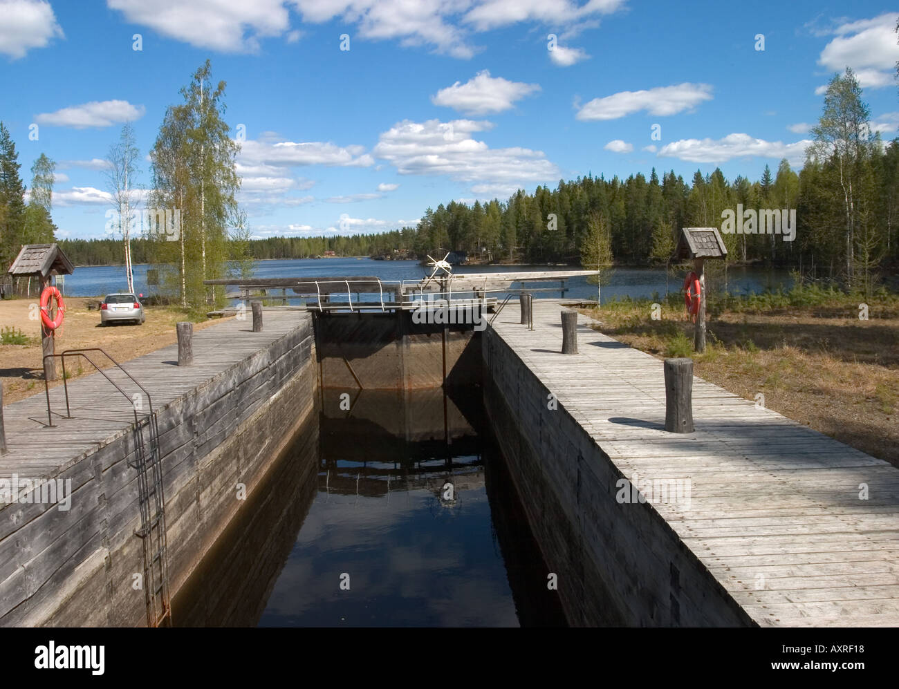 Restored museum canal , which was originally built by Russians , Finland Stock Photo