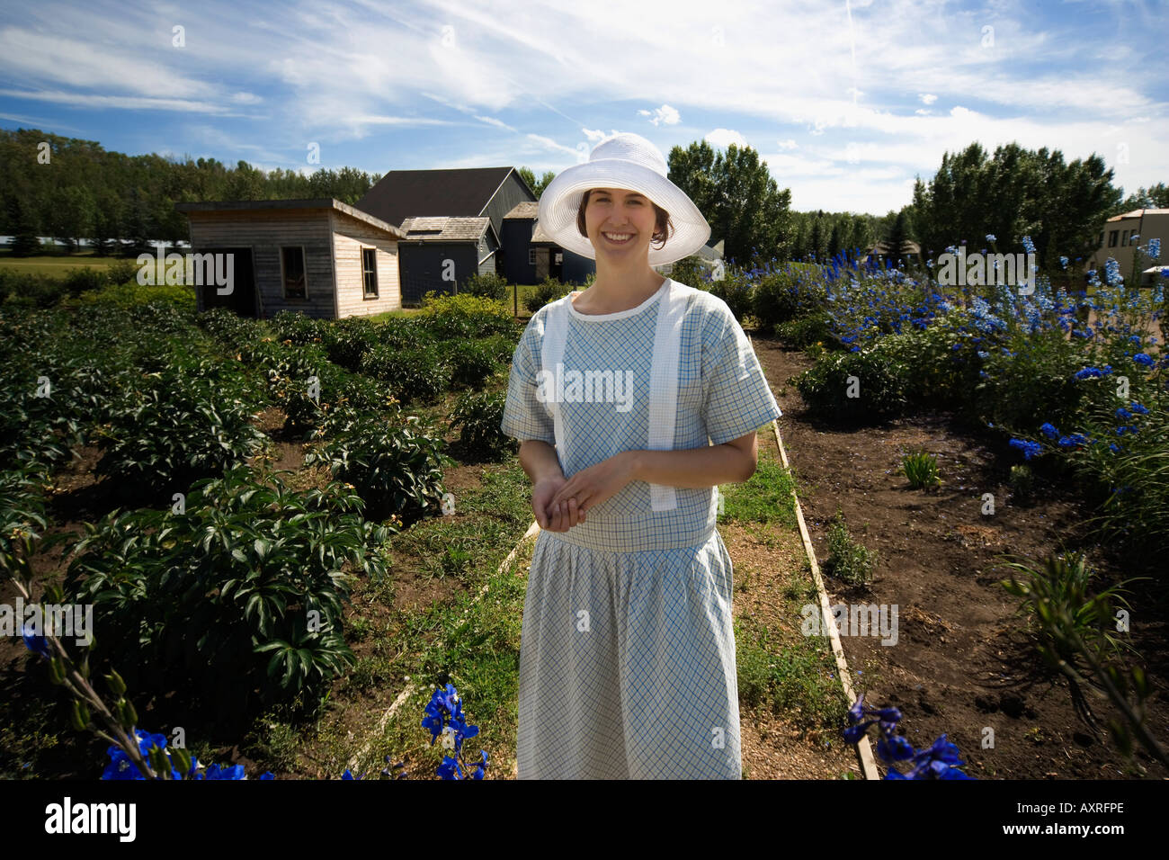 Woman in garden Stock Photo