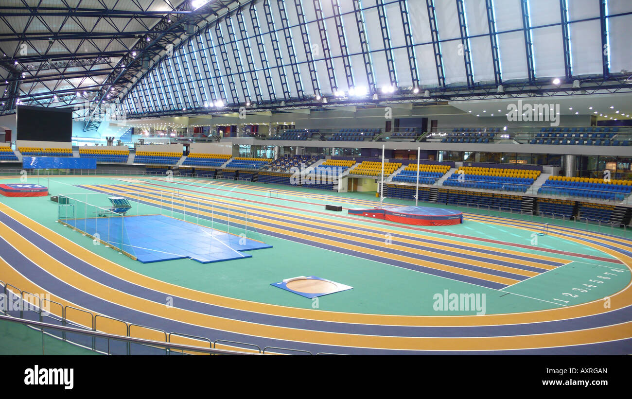 Athletics track inside Aspire Dome, a multipurpose sports venue at the