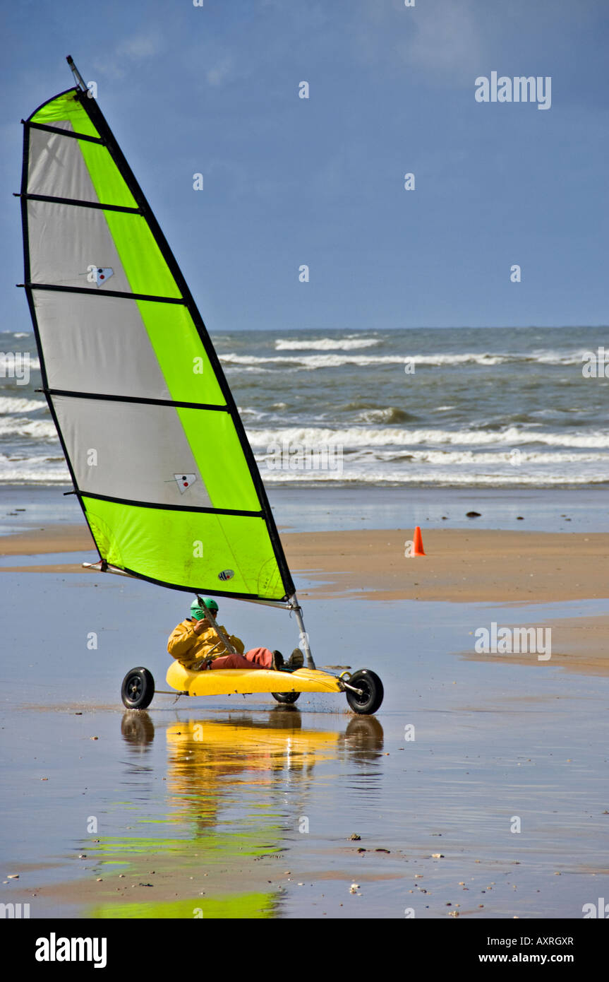 Land sailing on a sand beach Stock Photo Alamy
