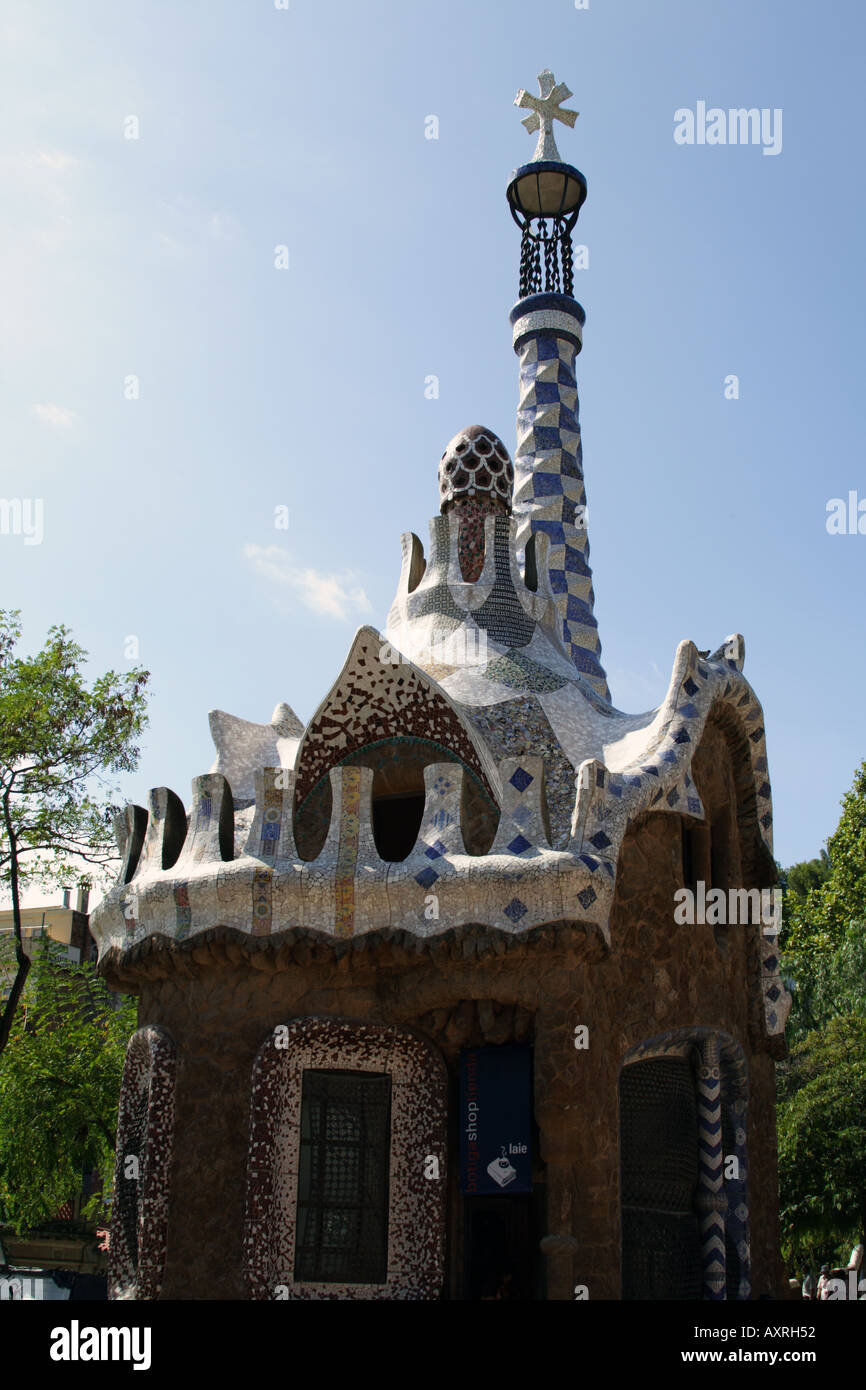 Gingerbread house by Gaudi, Parc Guell, Barcelona Stock Photo - Alamy