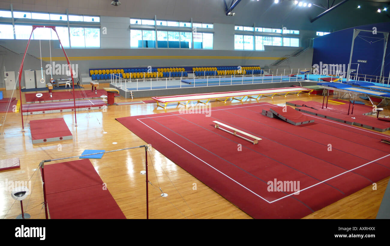 Gymnastics hall at the Aspire Academy sports dome, Doha, Qatar Stock