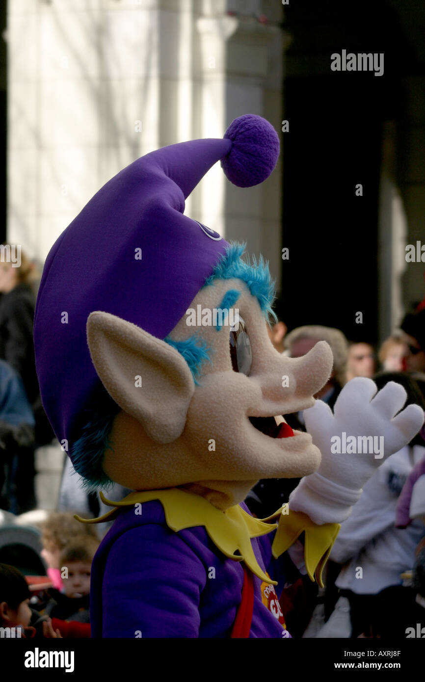 Santa Claus parade;  santa's elf Stock Photo