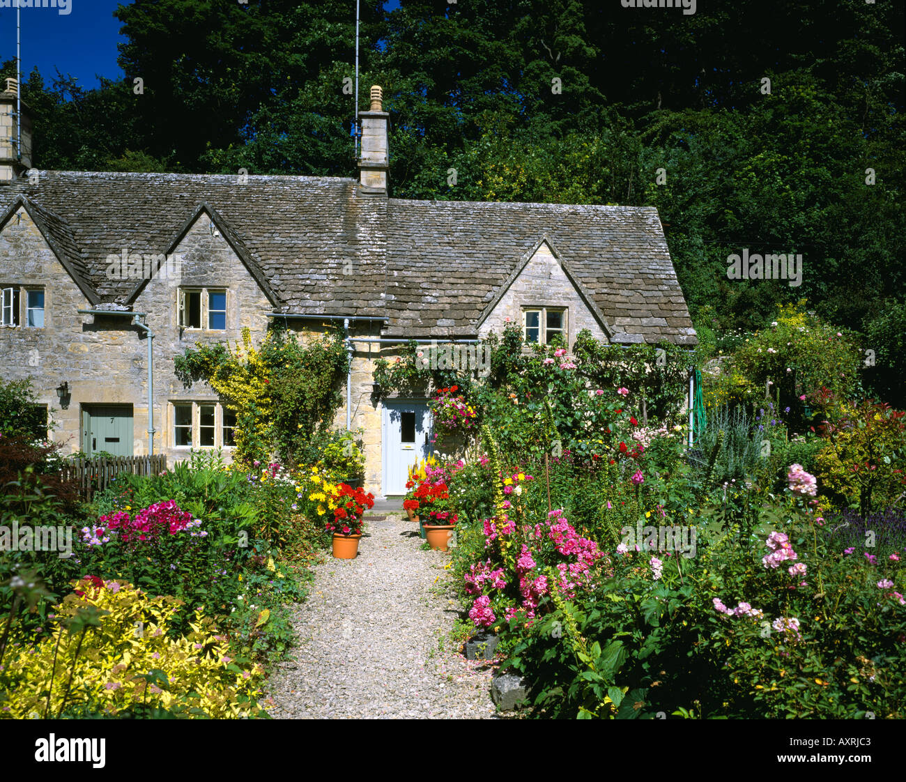 One of the finest cottage gardens in the Cotswolds village of Bibury