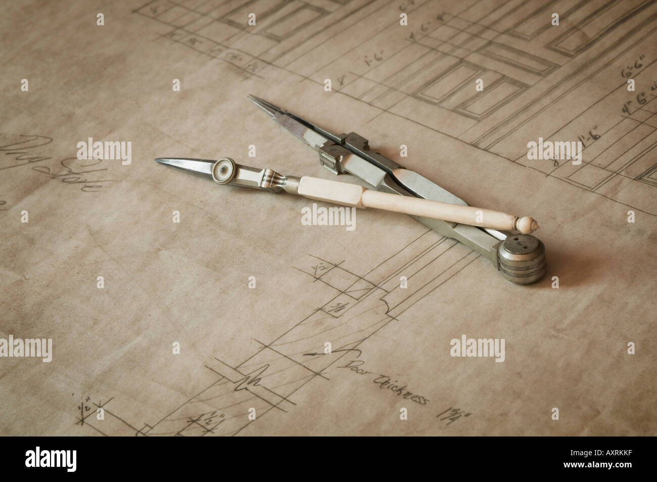 Antique drafting and tools Stock Photo Alamy