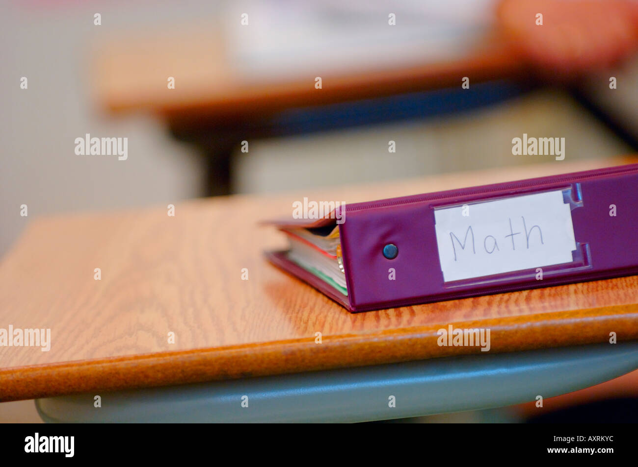 Math binder on school desk Stock Photo Alamy