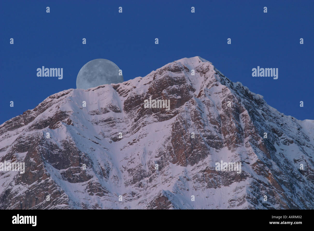 Moon; moonrise in the Canadian Rocky Mountains Canada Stock Photo Alamy