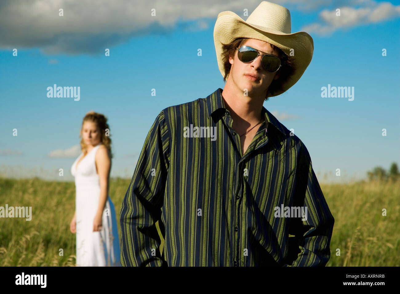 Man Wearing Cowboy Hat Stock Photo Alamy