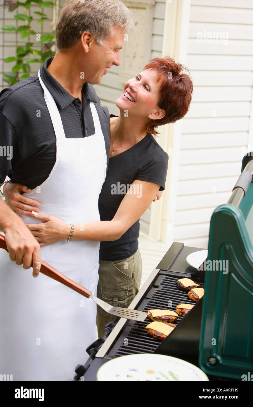 Couple at a bbq Stock Photo