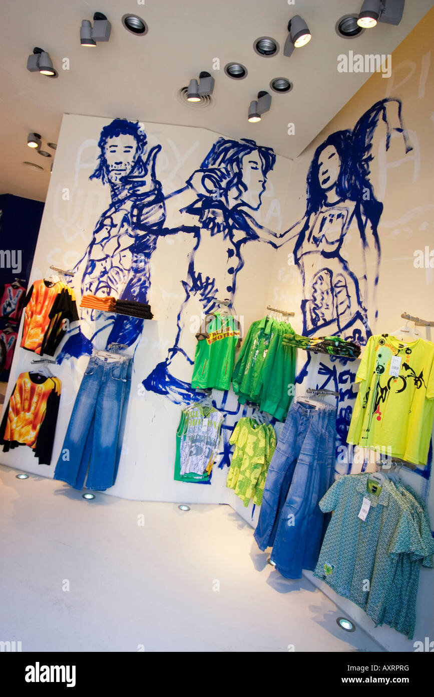Spain Barcelona Passeig de Gracia Desigual fashion store Stock Photo