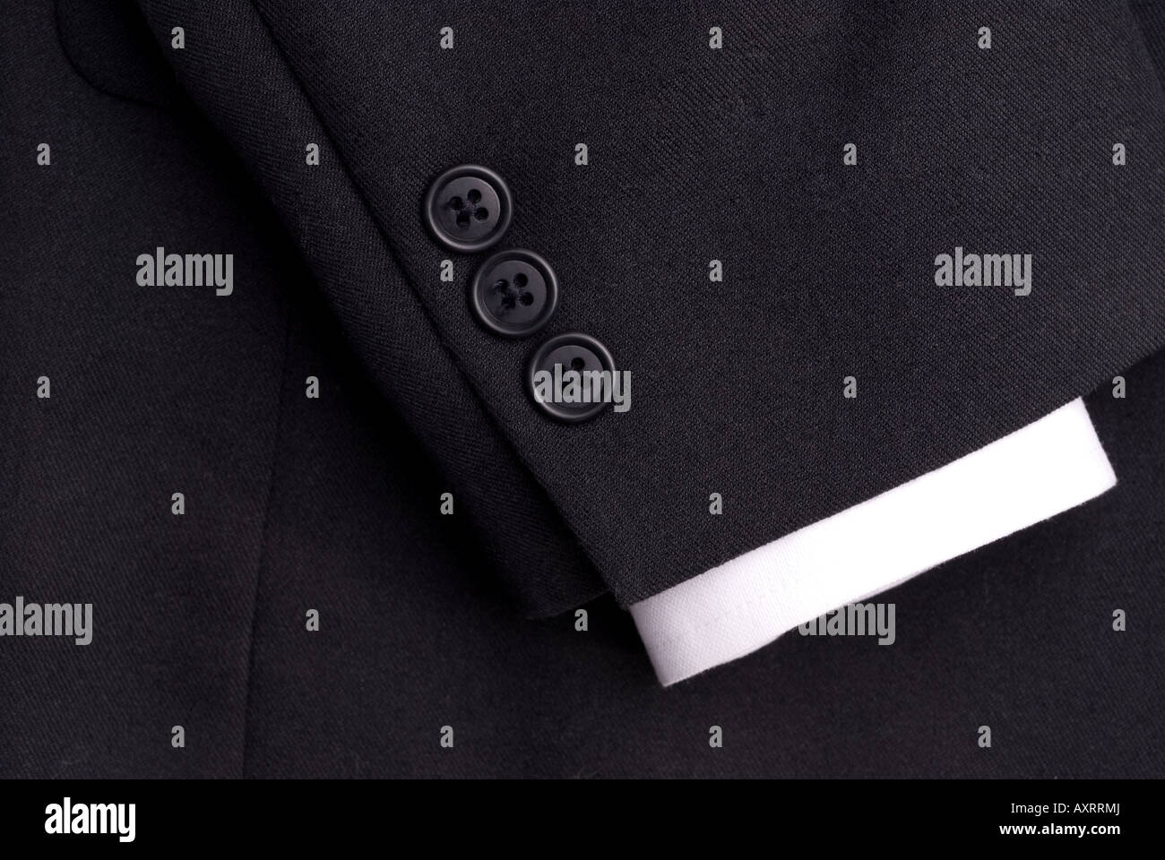 closeup of a suit sleeve with a white cuff Stock Photo