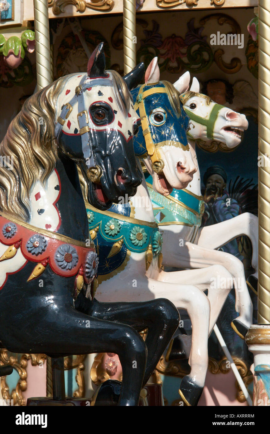 Merry go round horses at Honfleur Normandy France Stock Photo