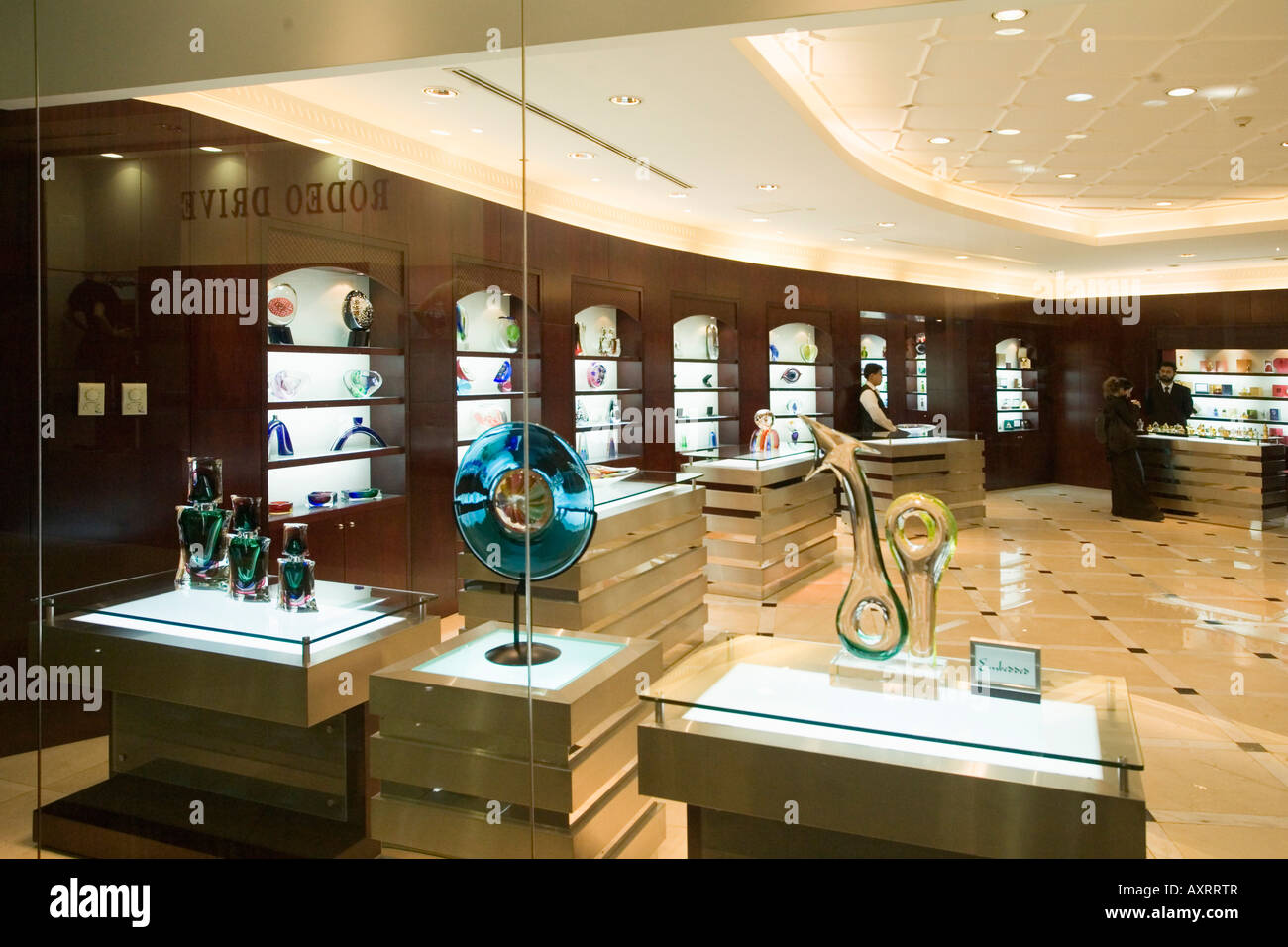 Dubai Sheikh Zayed Road Emirates towers Shopping Mall glas art Parfume shop Stock Photo