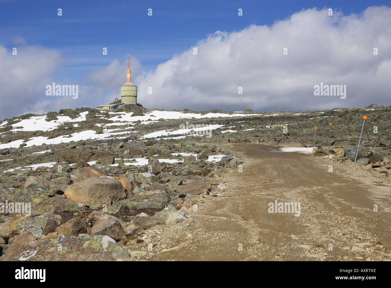 Transmitter station on summit of Tron mountain Tynset Hedmark Norway Stock Photo