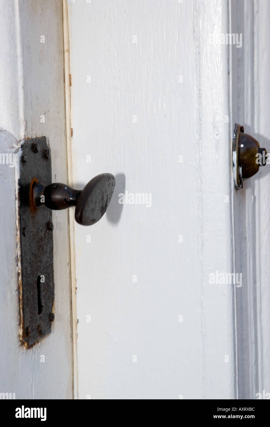 Old Doorknob And Doorbell NC USA Stock Photo