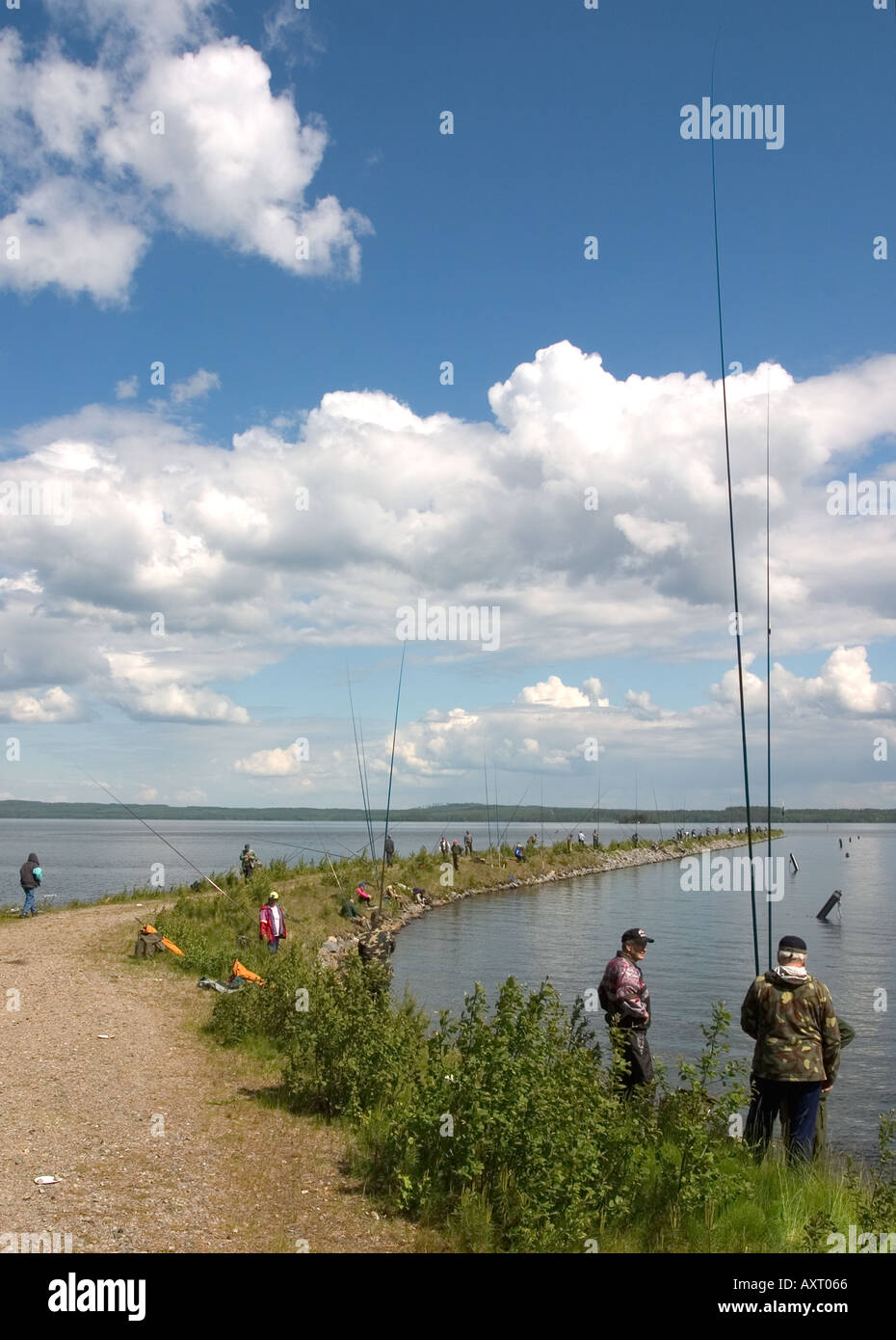 View from angling competition at Lake Konnevesi Finland Stock Photo