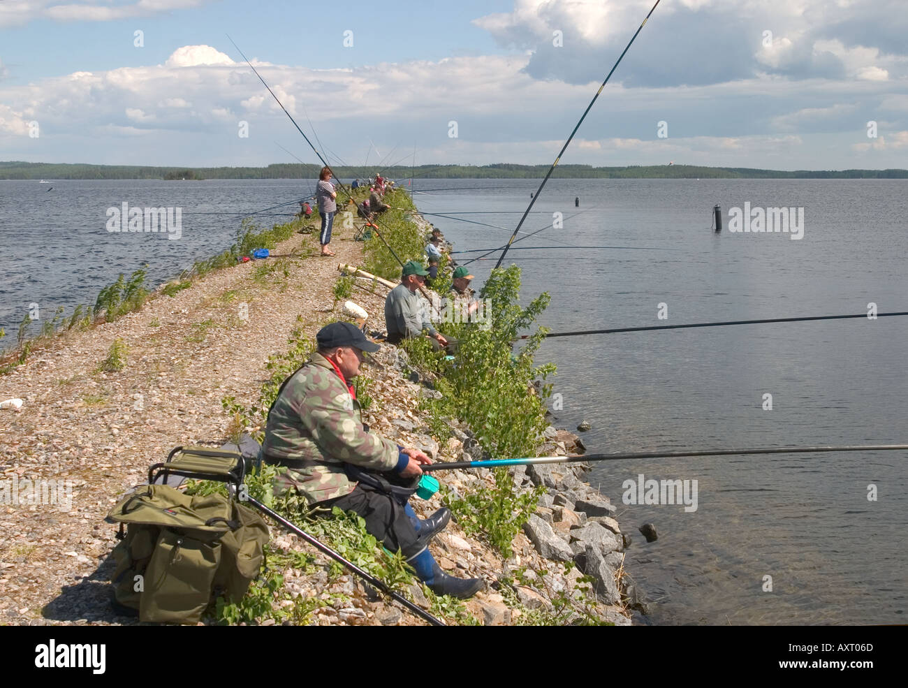 View from a summer fishing competition in Lake Konnevesi Finland Stock Photo