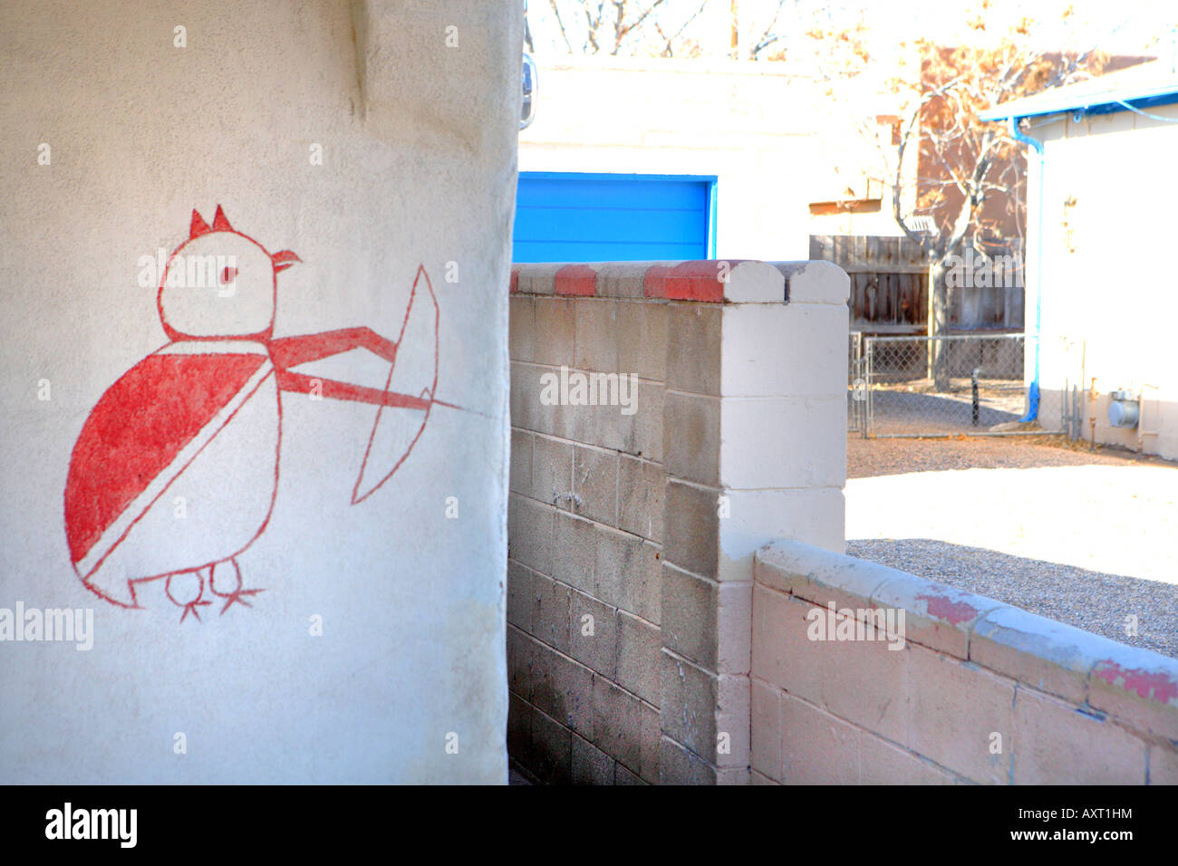 DRAWING ON A BUILDING WALL NEAR OLD TOWN PLAZA IN ALBUQUERQUE NEW MEXICO USA Stock Photo