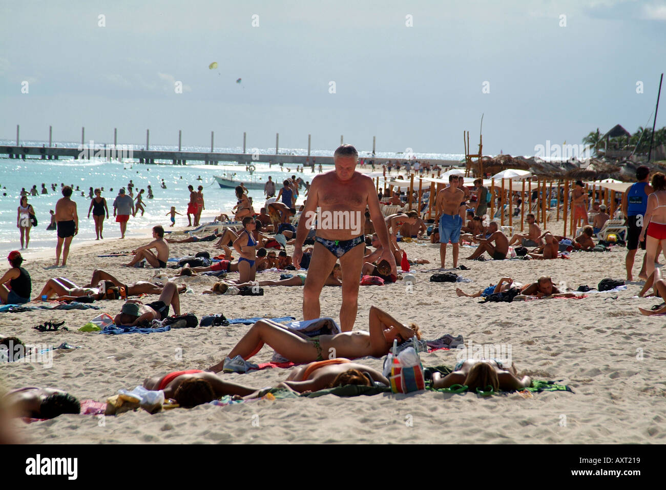 Beach Scene Playa Del Carmen Mexico Stock Photo