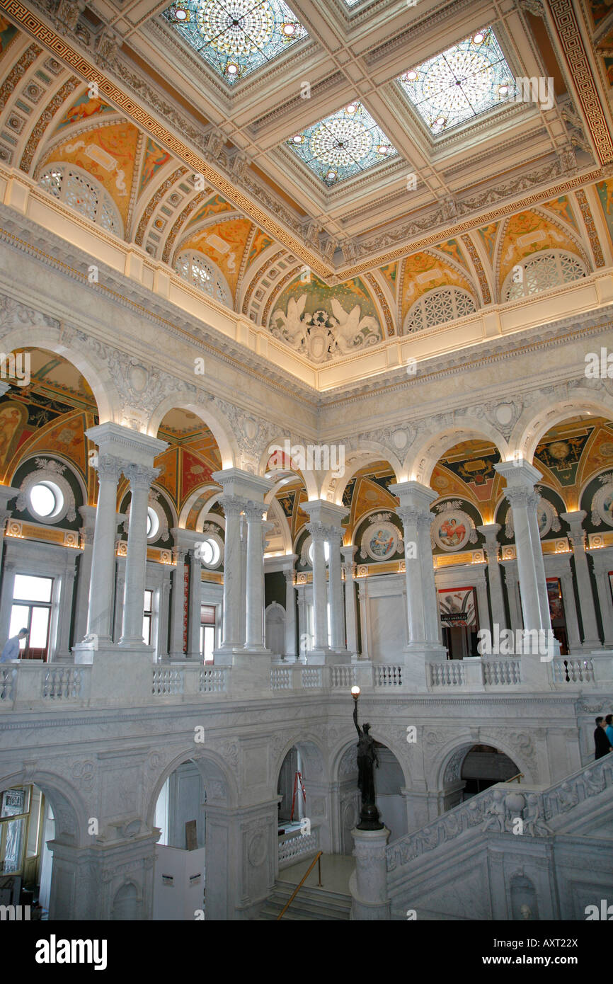 Library of Congress interior, low angle view, Thomas Jefferson Building ...