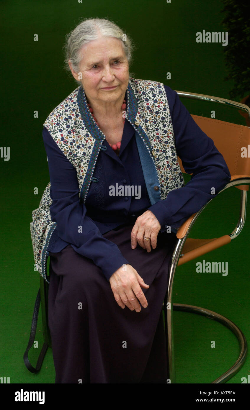 Novelist Doris Lessing pictured at The Guardian Hay Festival 2004 Hay on Wye Powys Wales UK Stock Photo