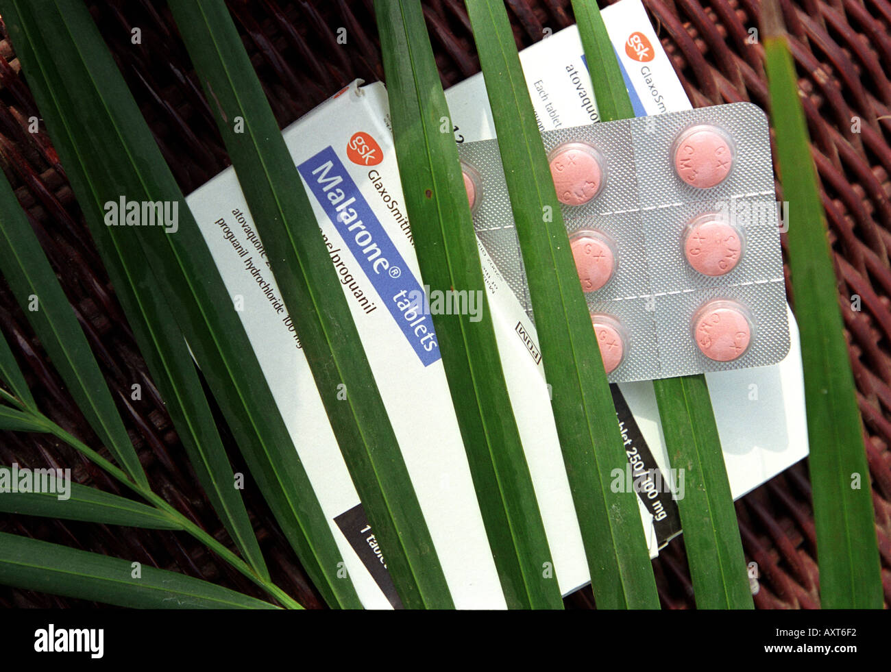 Anti Malaria tablets with palm Stock Photo Alamy