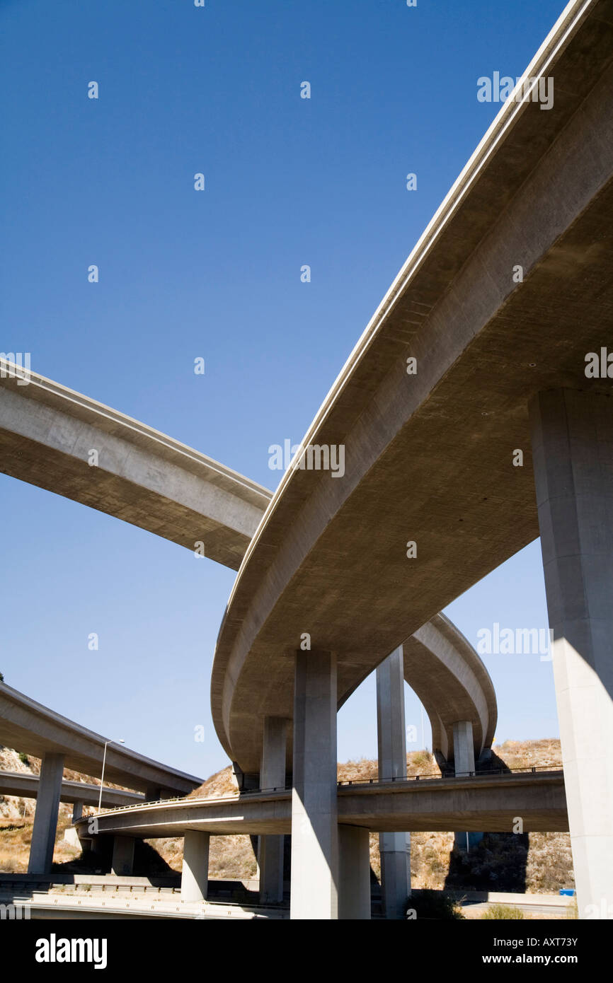 A view of a large California freeway interchange where the I-5 and CA ...