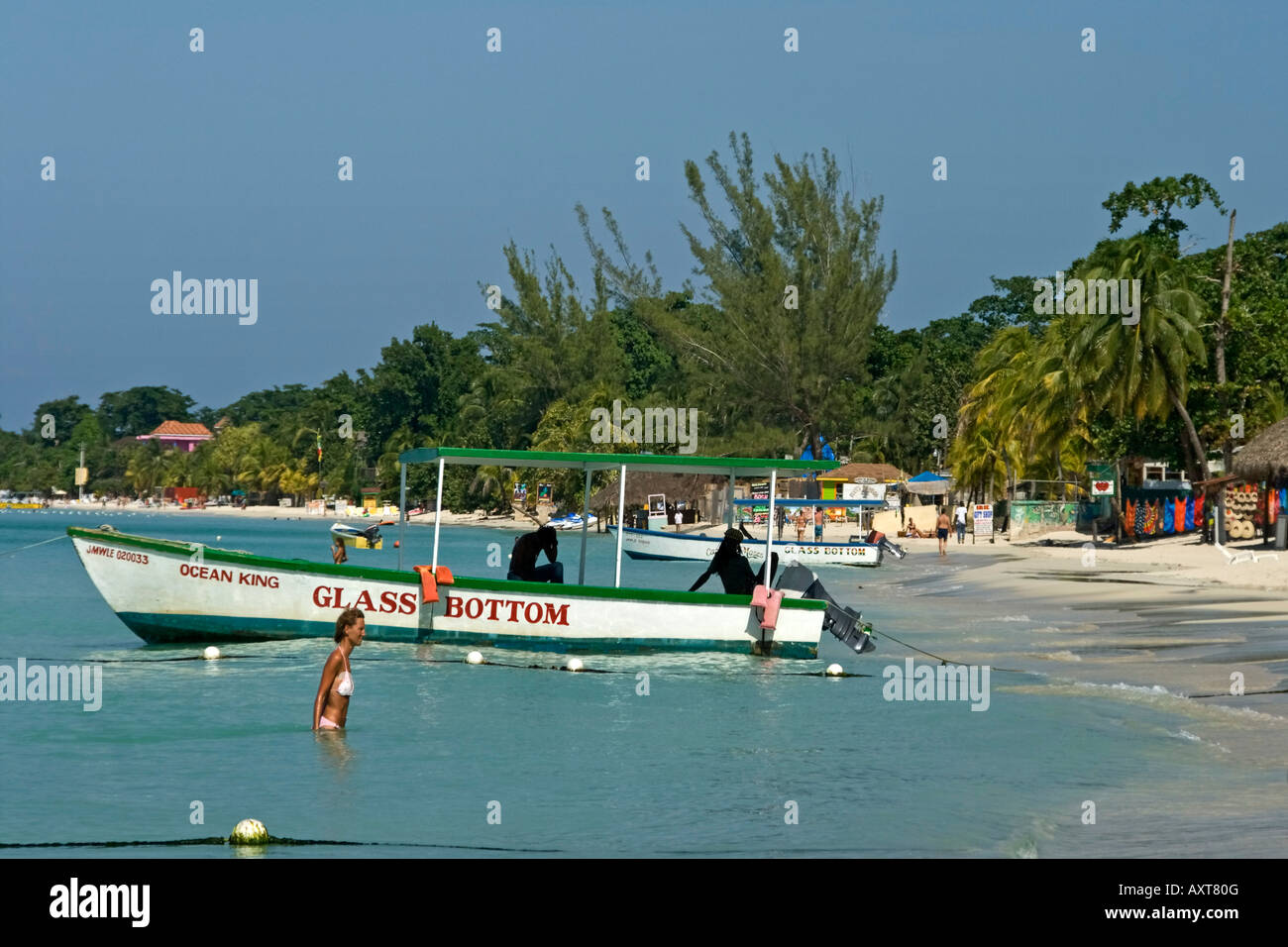Jamaica Negril beach glass bottom boat Stock Photo Alamy