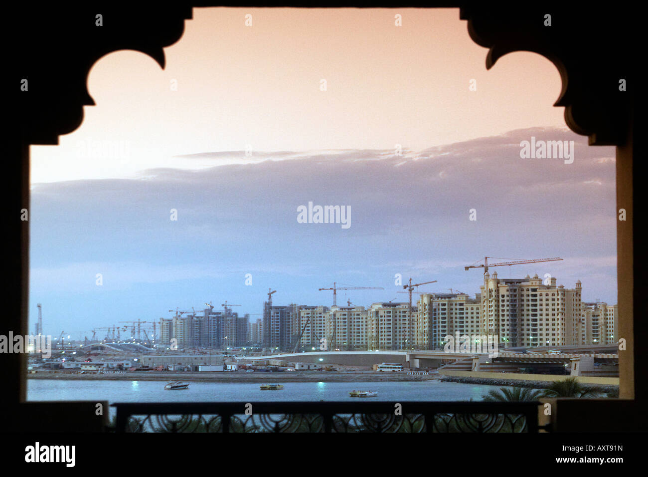 United Arab Emirates Dubai Palm Jumeirah new island under construction Stock Photo