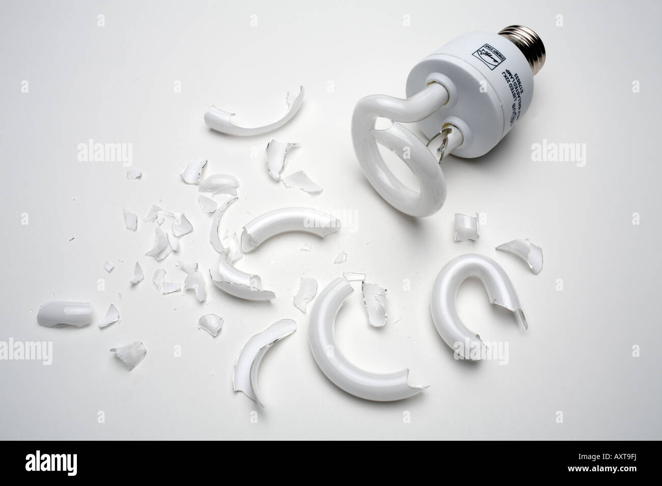 Broken compact fluorescent light bulb Stock Photo Alamy