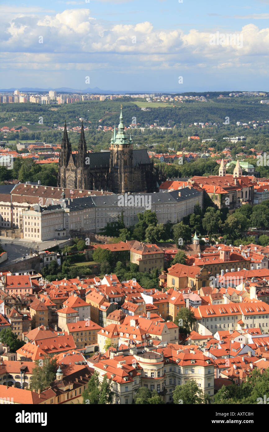 Prague cityscape: St. Vitus and Prague castle (Czech Republic) Stock Photo