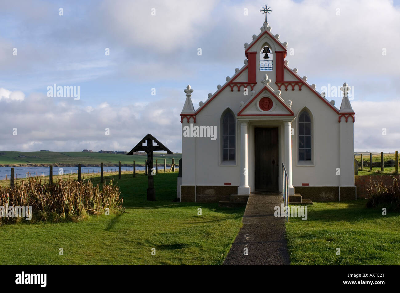 The Italan Chapel on Orkney, Scotland.  Built by Italian POWs in the Second World War Stock Photo