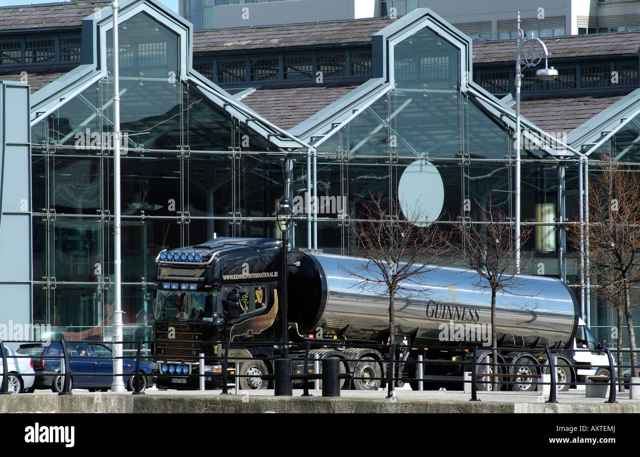Guinness Delivery Tanker Lorry on Custom House Quay alongside the River