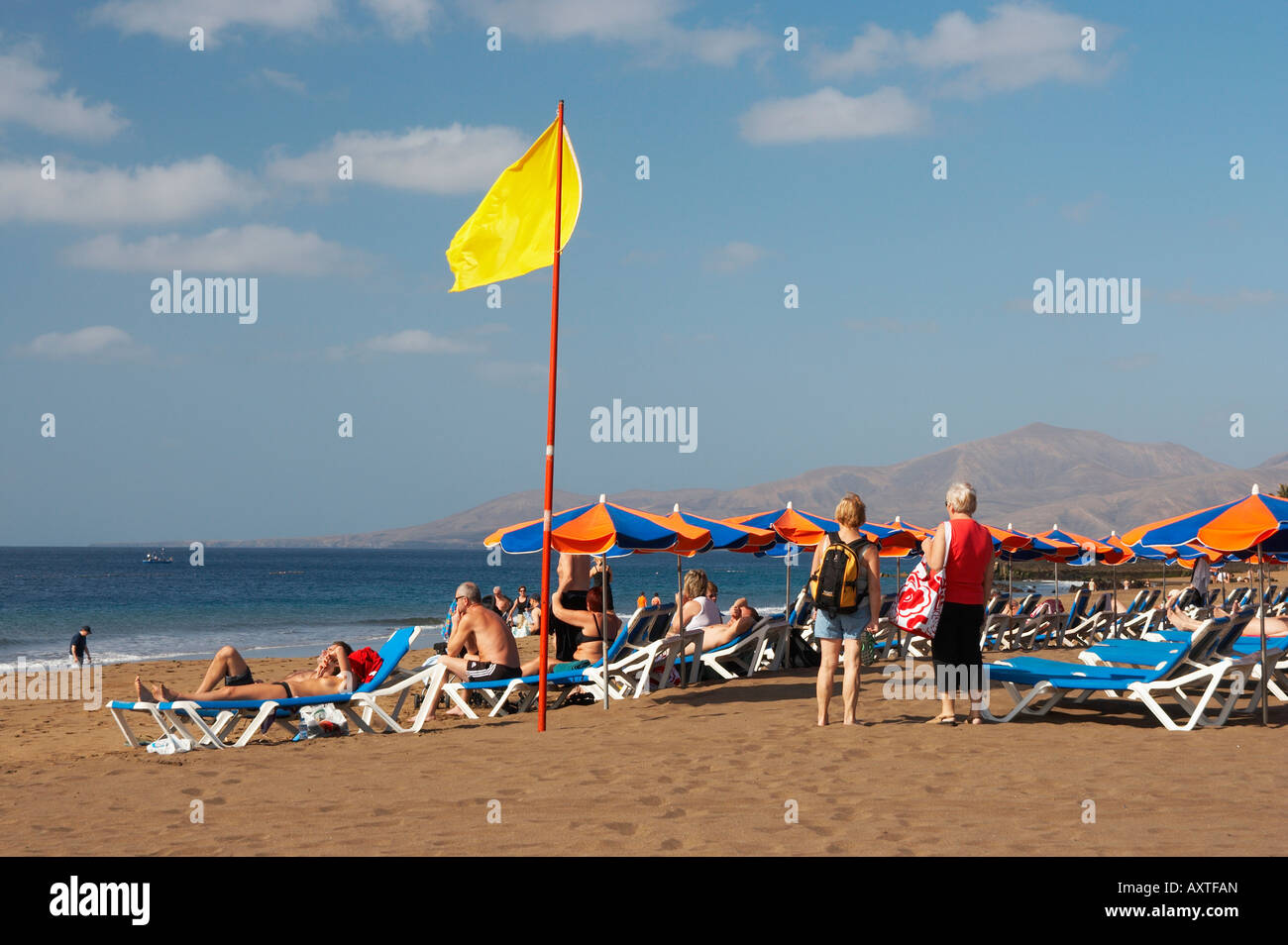Lanzarote beach yellow flag hires stock photography and images Alamy