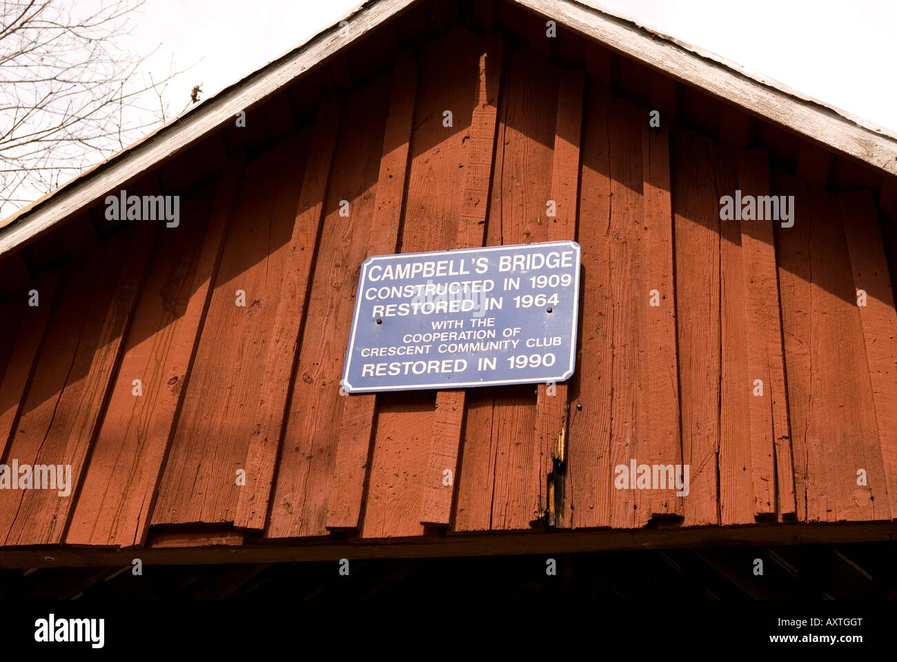 Top Portion of Campbell's Covered Bridge in Gowensville SC USA Stock