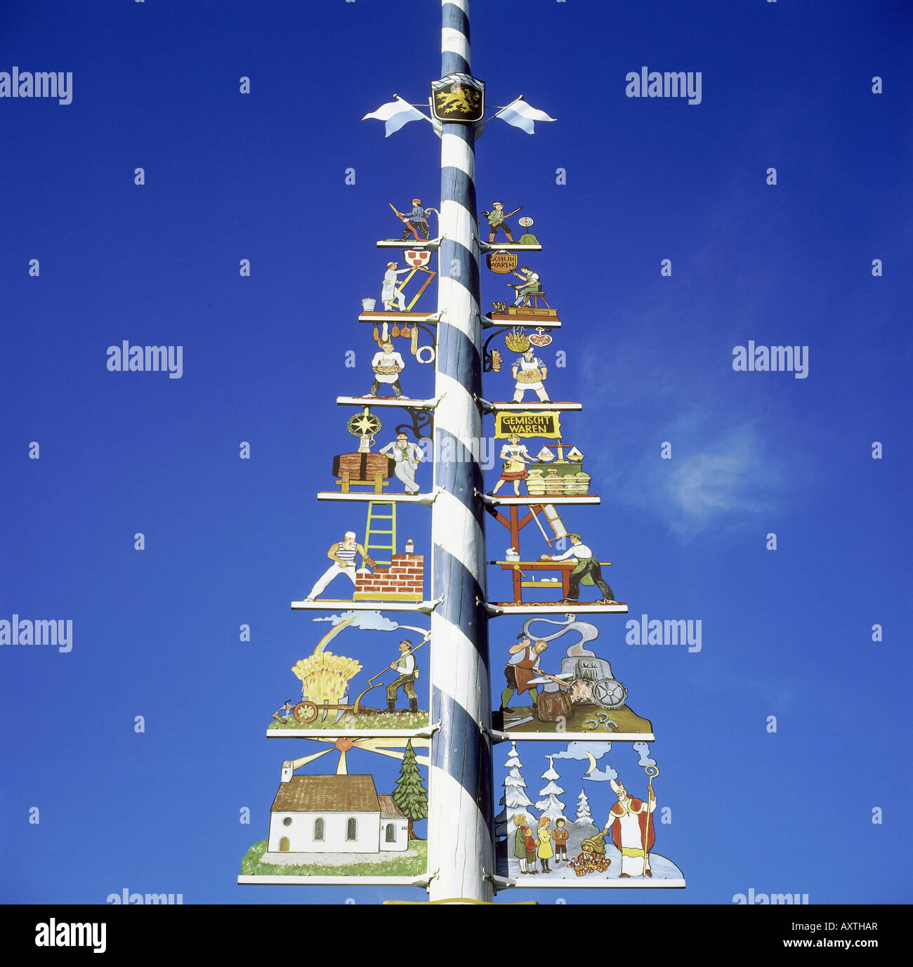 geography / travel, Germany, Bavaria, tradition, folklore, maypole with ...