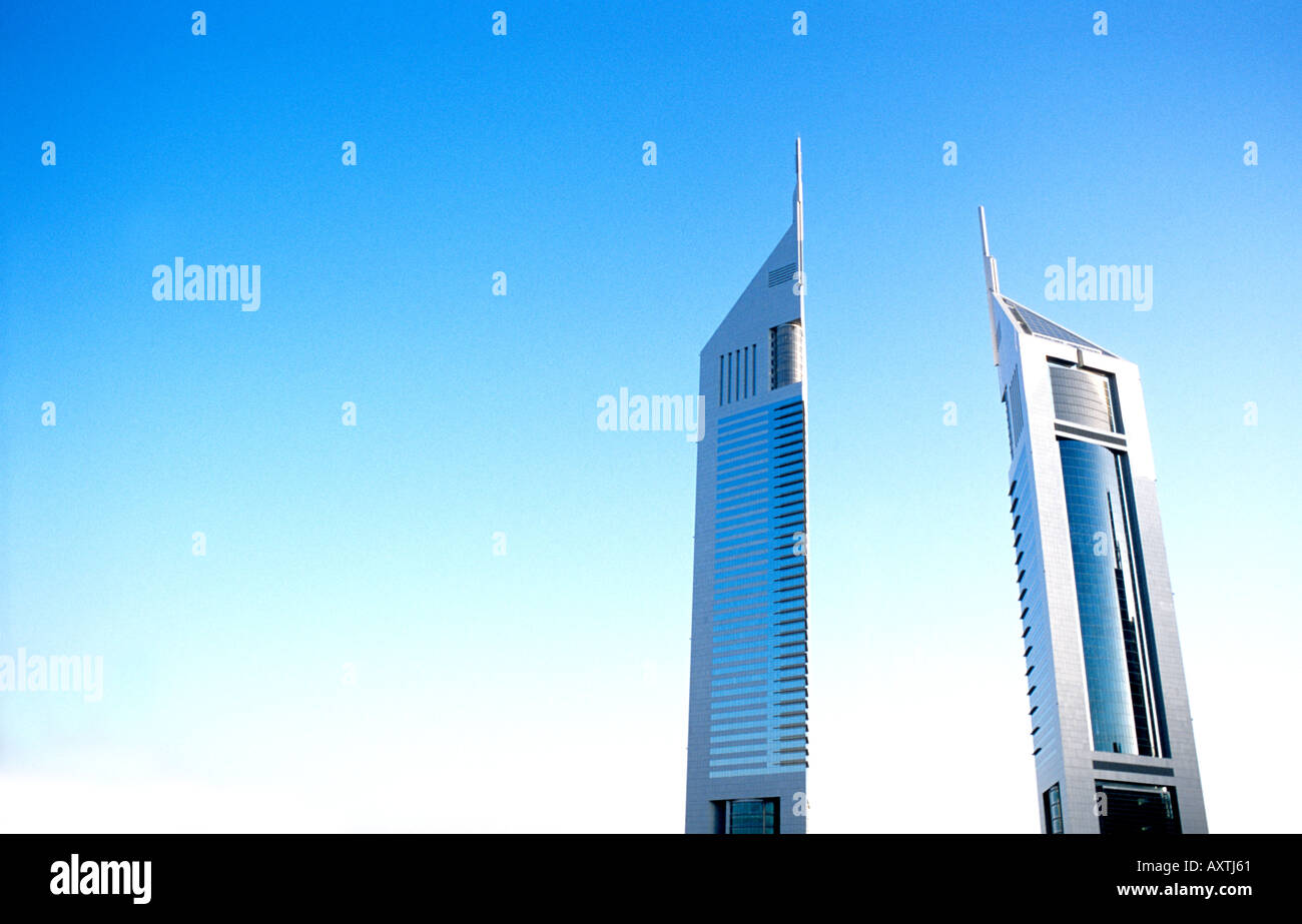 Emirates Towers Abstract Modern Architecture in Dubai UAE Stock Photo ...